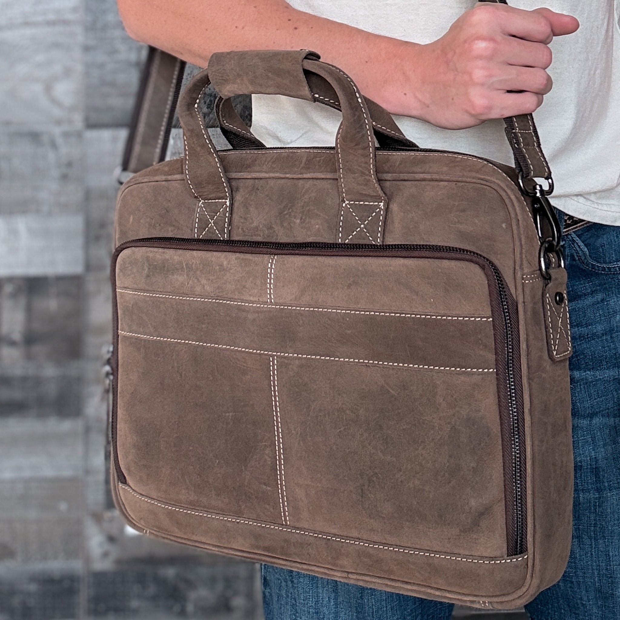 Dark Brown Leather Briefcase 