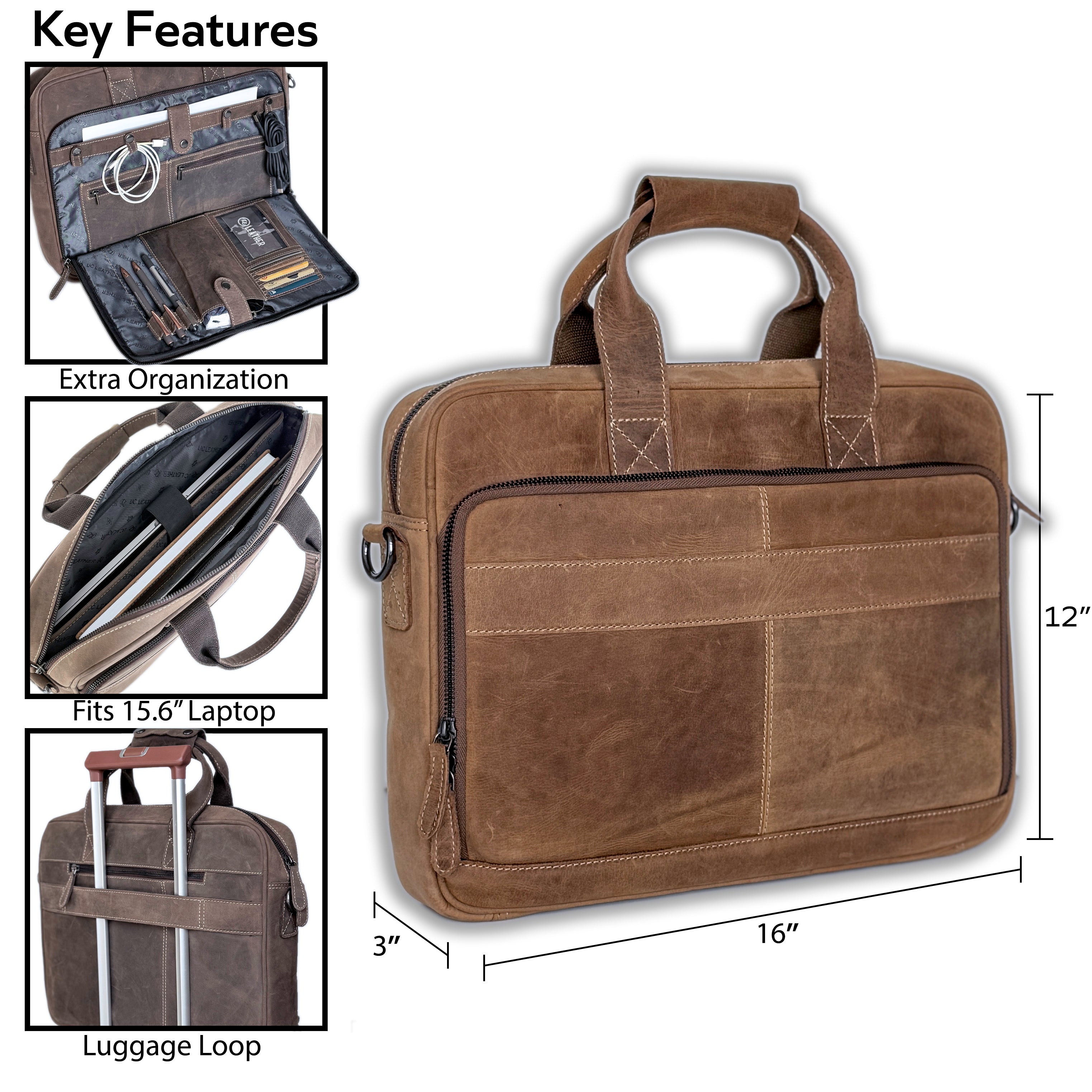 brown brief case dimentions
