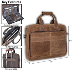brown brief case dimentions
