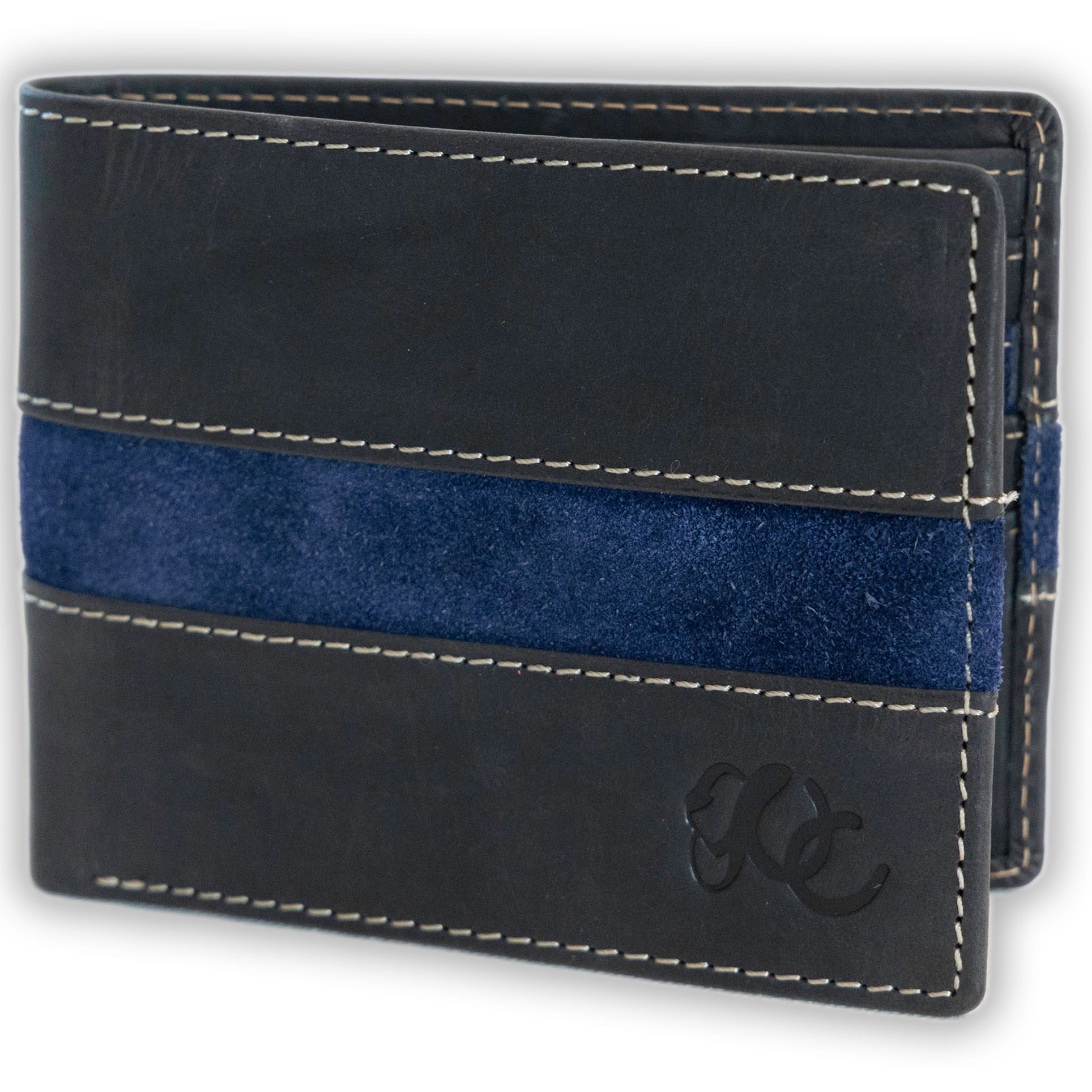 Full grain leather classic bifold wallet with RFID protection, multiple card slots, and durable rugged styling – blueline police