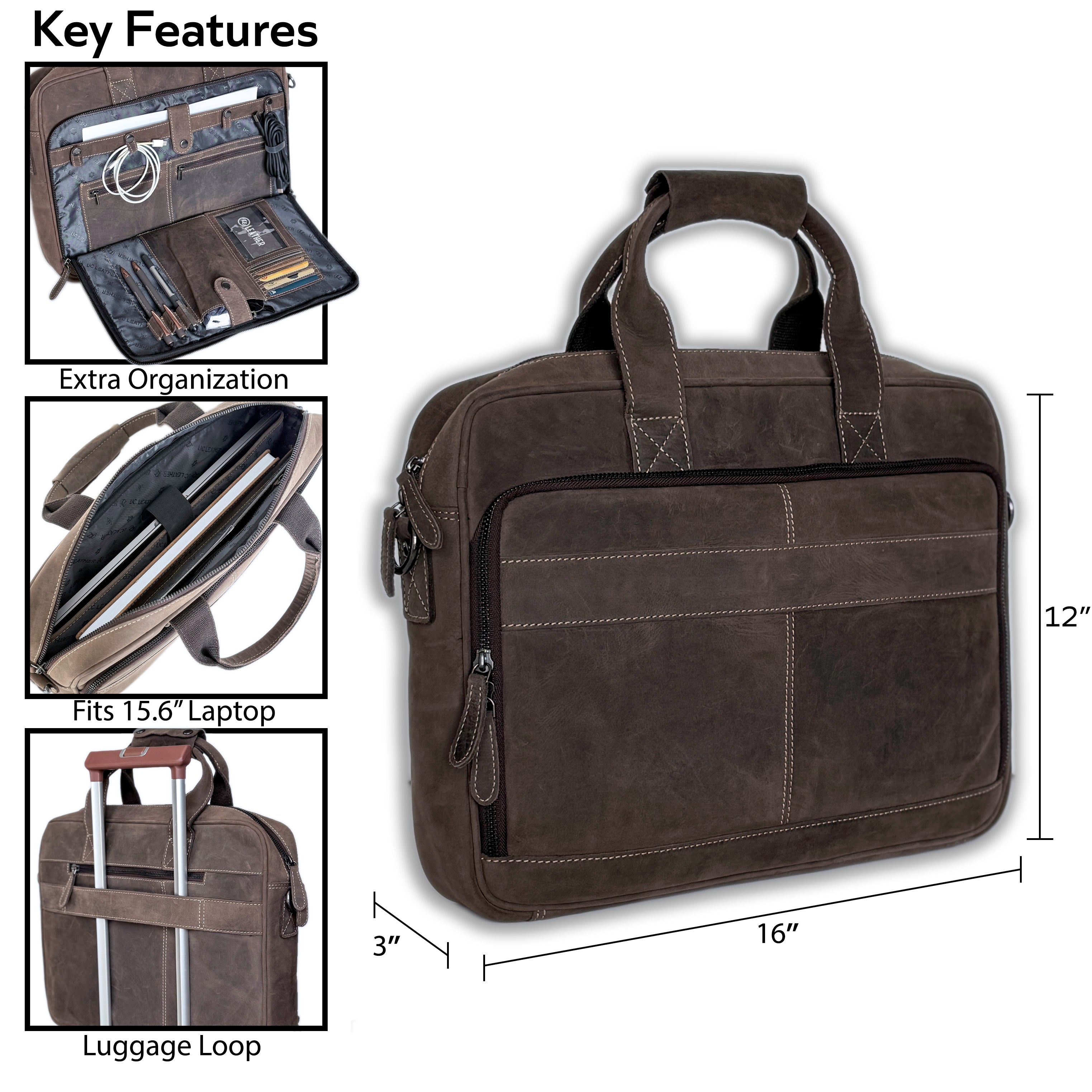 dark brown brief case dimentions