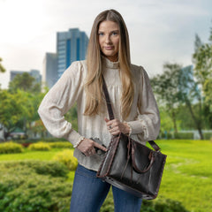 Concealed Carry Emma Leather Satchel -  Designer Concealed Carry Purse -  YKK Locking Purse with Universal Holster -  Leather Bag For Gun Owners - Easy Conceal Carry -  CCW Purse for Women - Conceal and Carry purse for Handgun - Designer Luxury Conceal Carry Handbag -  Handbag Gun and Pistol Bag - Handbag for concealed gun - Hidden Gun Bag