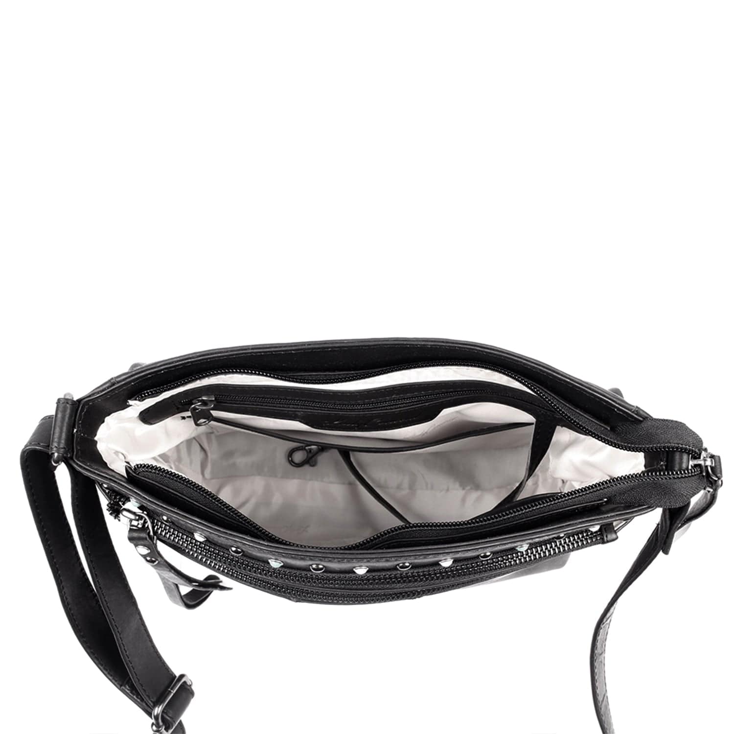 Concealed Carry Brynn Arched Leather Crossbody -  Lady Conceal -  Concealed Carry Purse - conceal and carry purse for women - tactical pistol bag - Locking Conceal and Carry Purse with Universal Holster for Handguns - Unique Hide Crossbody Gun and Pistol Bag