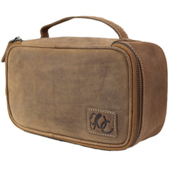 Full grain leather dopp kit with soft interior for pistols or toiletries